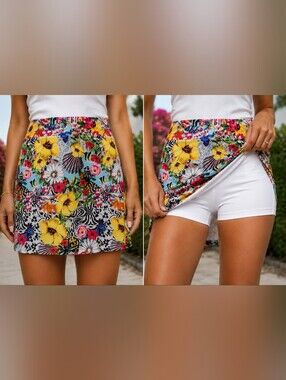 B-Skinz Women's Golf Skort Floral Zebra Print Built-in Shorts Tennis Athletic XL